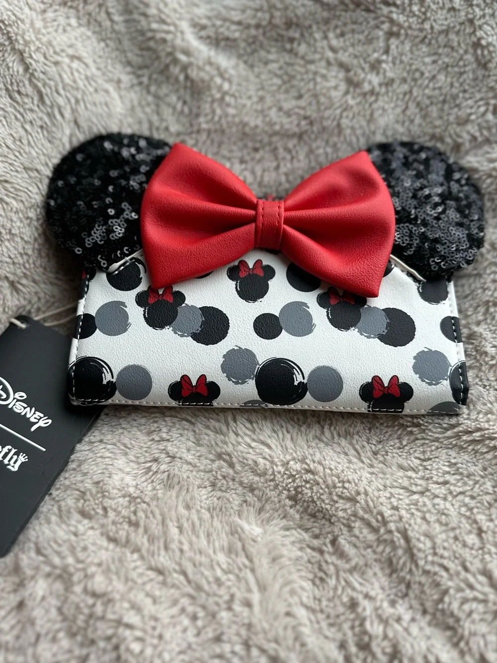 Loungefly Disney Minnie Mouse Sequin 3D Ears Snap Wallet NWT